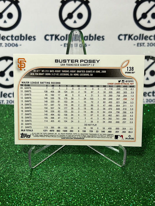 2022 TOPPS OPENING DAY BUSTER POSEY # 138 SAN FRANCISCO GIANTS BASEBALL
