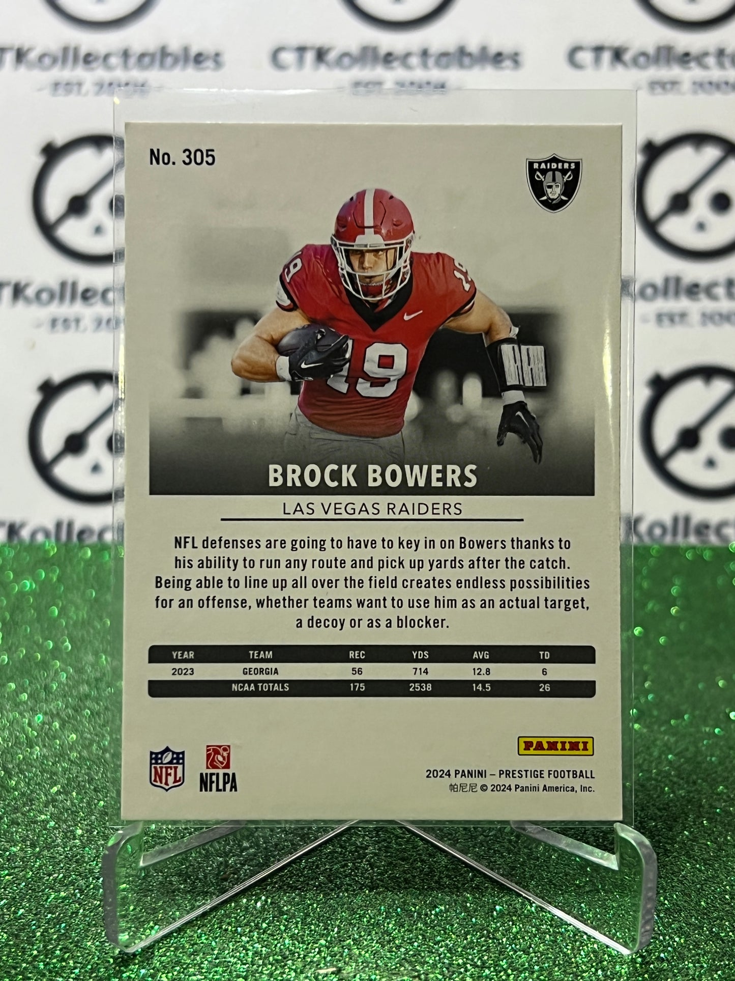 2024 PANINI PRESTIGE BROCK BOWERS # 305 RC NFL LAS VEGAS RAIDERS GRIDIRON CARD