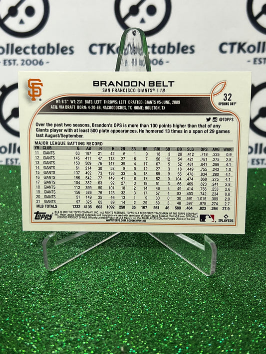 2022 TOPPS OPENING DAY BRANDON BELT # 32 SAN FRANCISCO GIANTS BASEBALL