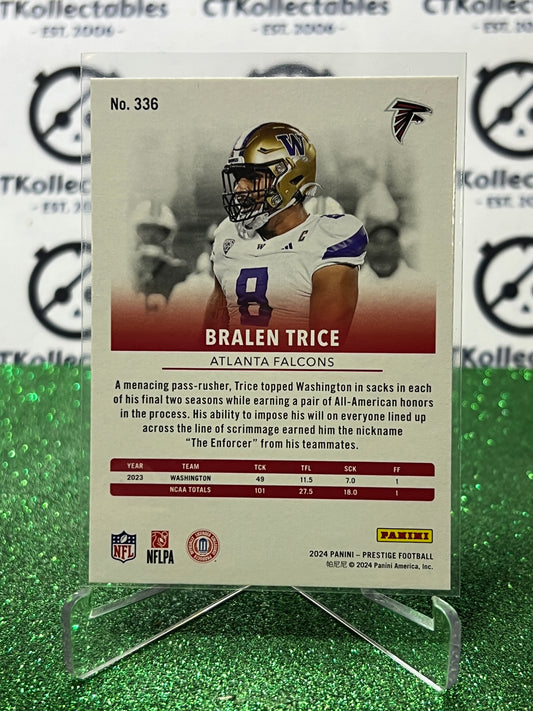 2024 PANINI PRESTIGE BRALEN TRICE # 336 RC NFL ATLANTA FALCONS GRIDIRON CARD