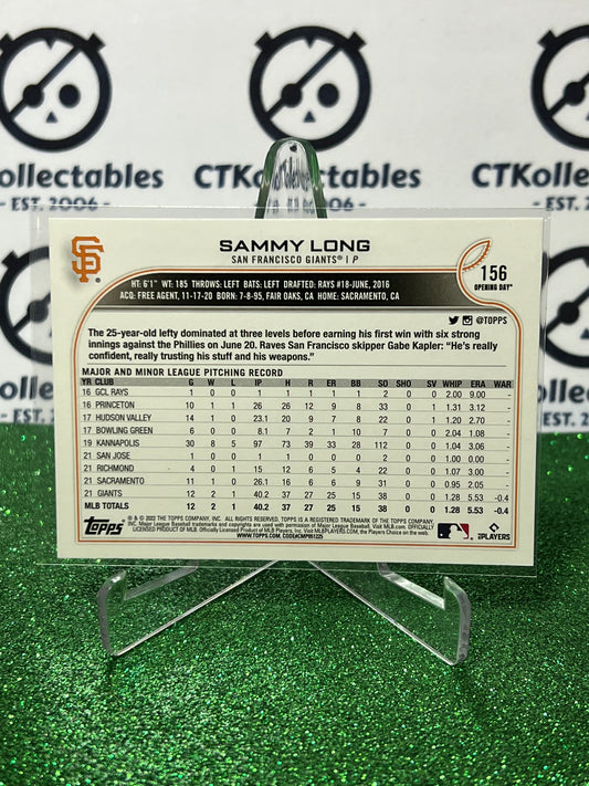 2022 TOPPS OPENING DAY SAMMY LONG # 156 ROOKIE SAN FRANCISCO GIANTS BASEBALL