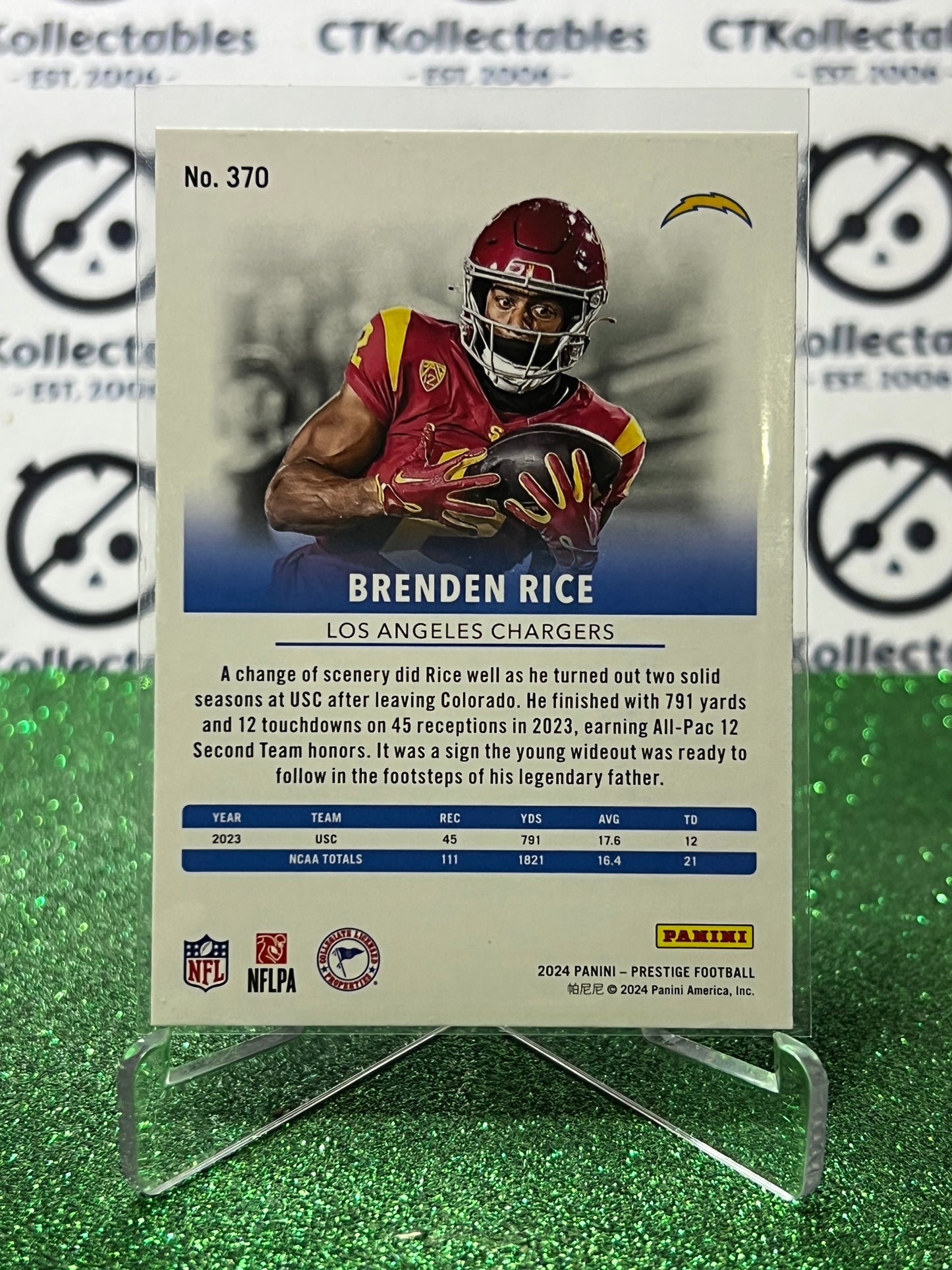2024 PANINI PRESTIGE BRENDEN RICE # 370 RC NFL LA CHARGERS GRIDIRON CARD
