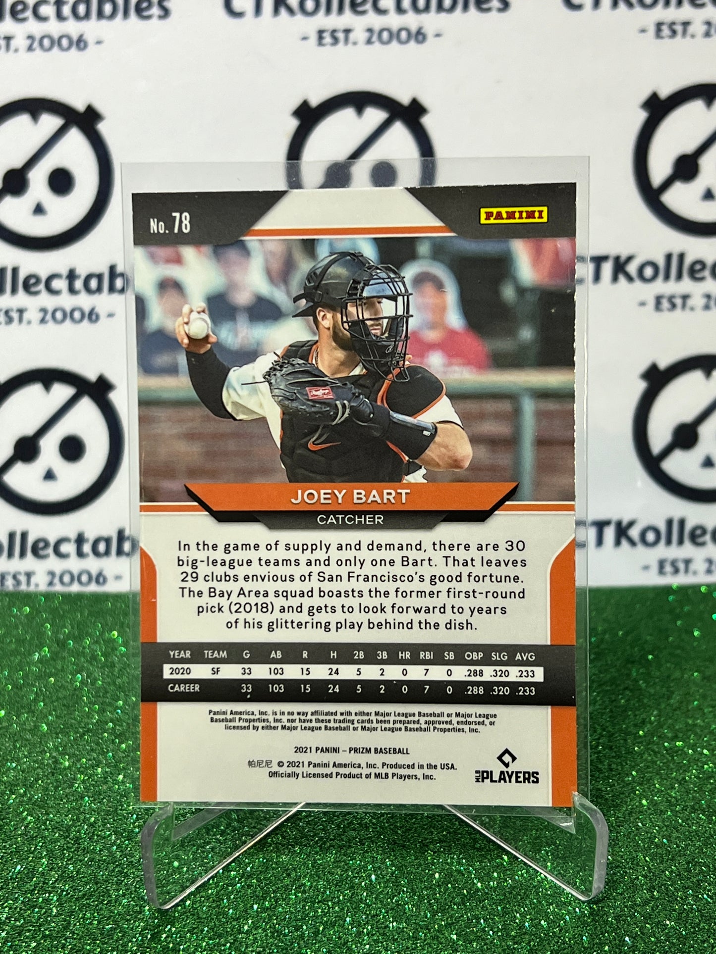 2021 PANINI PRIZM JOEY BART # 78 ROOKIE SAN FRANCISCO GIANTS BASEBALL