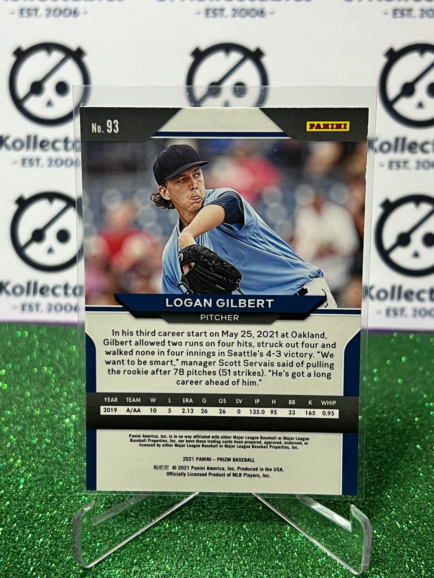 2021 PANINI PRIZM LOGAN GILBERT # 93 ROOKIE SEATTLE MARINERS BASEBALL CARD