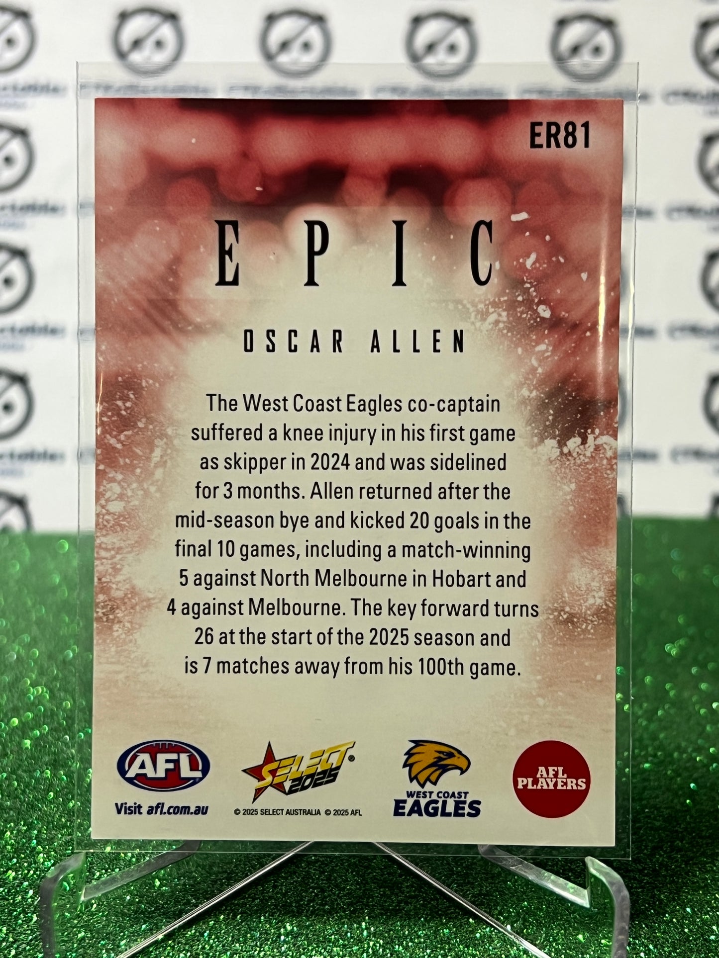 2025 AFL SELECT FOOTY STARS OSCAR ALLEN # ER81 EPIC WEST COAST EAGLES CARD