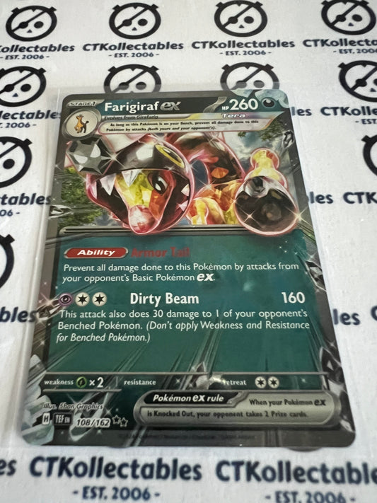 2024 TEMPORAL FORCES FARIGIRAF EX # 108/162 DOUBLE RARE FOIL POKEMON CARD