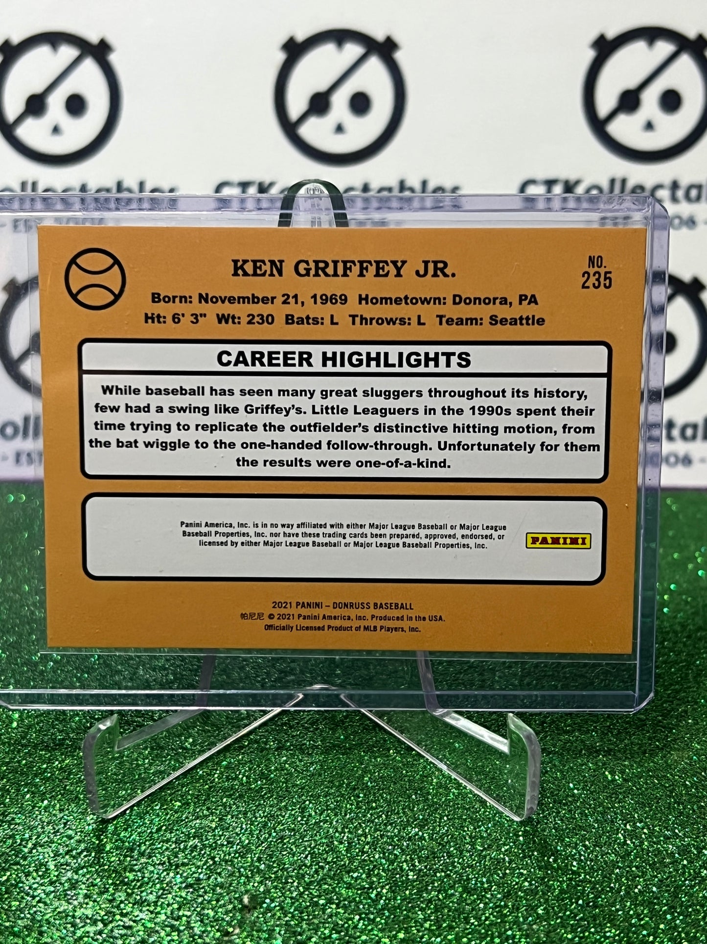 2021 PANINI DONRUSS KEN GRIFFEY JR. # 235 RETRO CANDY CANE SEATTLE MARINERS BASEBALL CARD