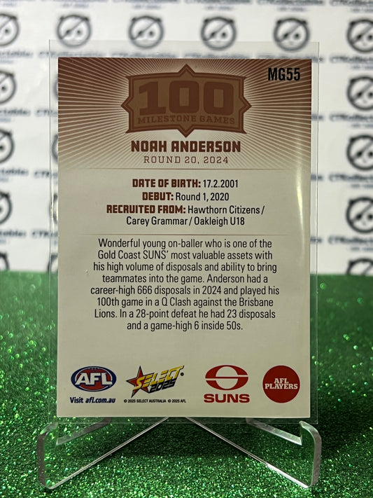 2025 AFL SELECT FOOTY STARS NOAH ANDERSON # MG55 MILESTONE GC SUNS CARD