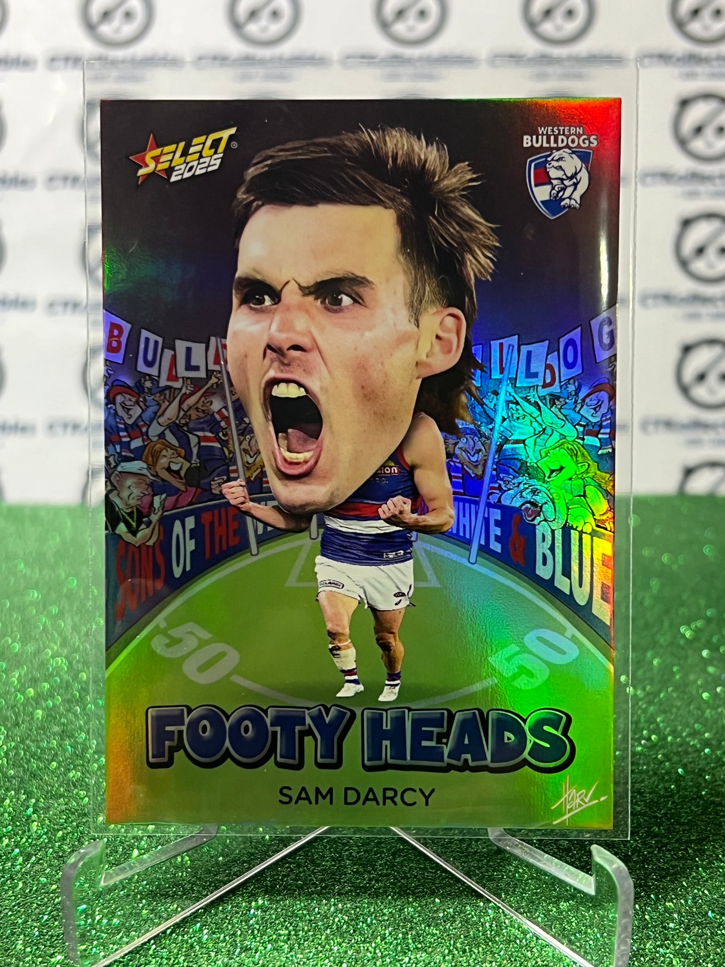 2025 AFL SELECT FOOTY STARS SAM DARCY # FH104 FOOTY HEADS WESTERN BULLDOGS CARD