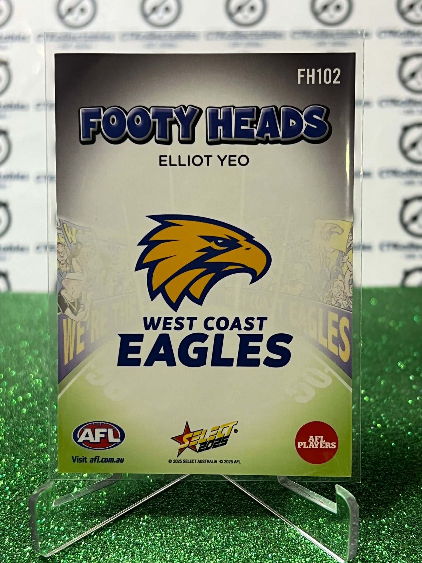 2025 AFL SELECT FOOTY STARS ELLIOT YEO # FH102 FOOTY HEADS WEST COAST EAGLES CARD
