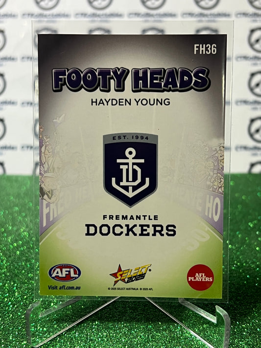 2025 AFL SELECT FOOTY STARS HAYDEN YOUNG # FH36 FOOTY HEADS FREMANTLE DOCKERS CARD
