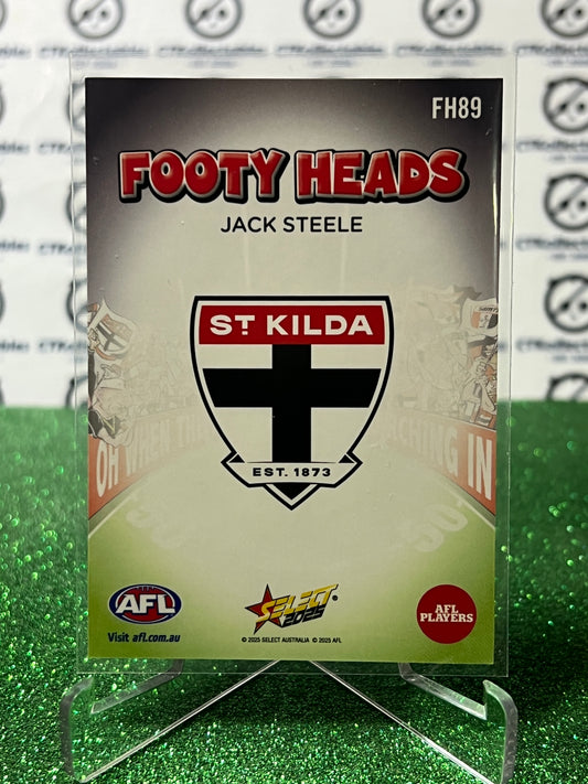 2025 AFL SELECT FOOTY STARS JACK STEELE # FH89 FOOTY HEADS ST KILDA SAINTS CARD