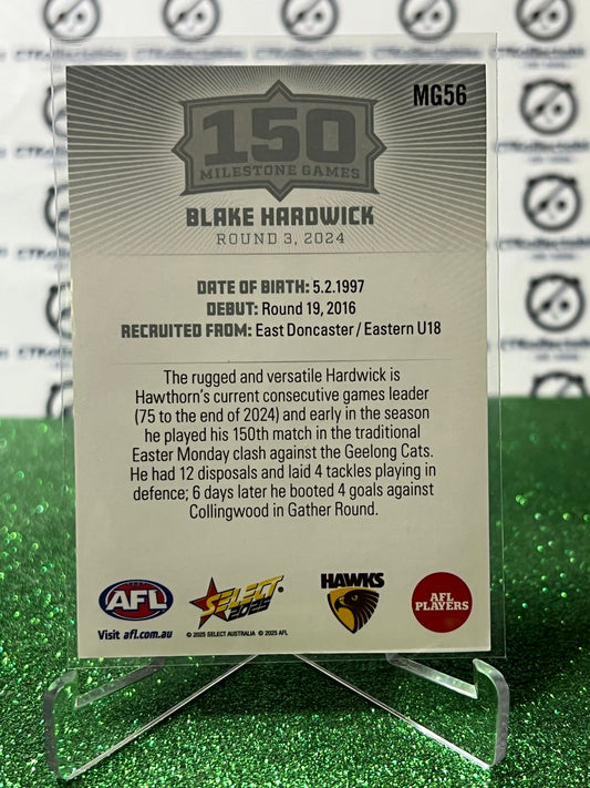 2025 AFL SELECT FOOTY STARS BLAKE HARDWICK # MG56 MILESTONE HAWTHORN HAWKS CARD