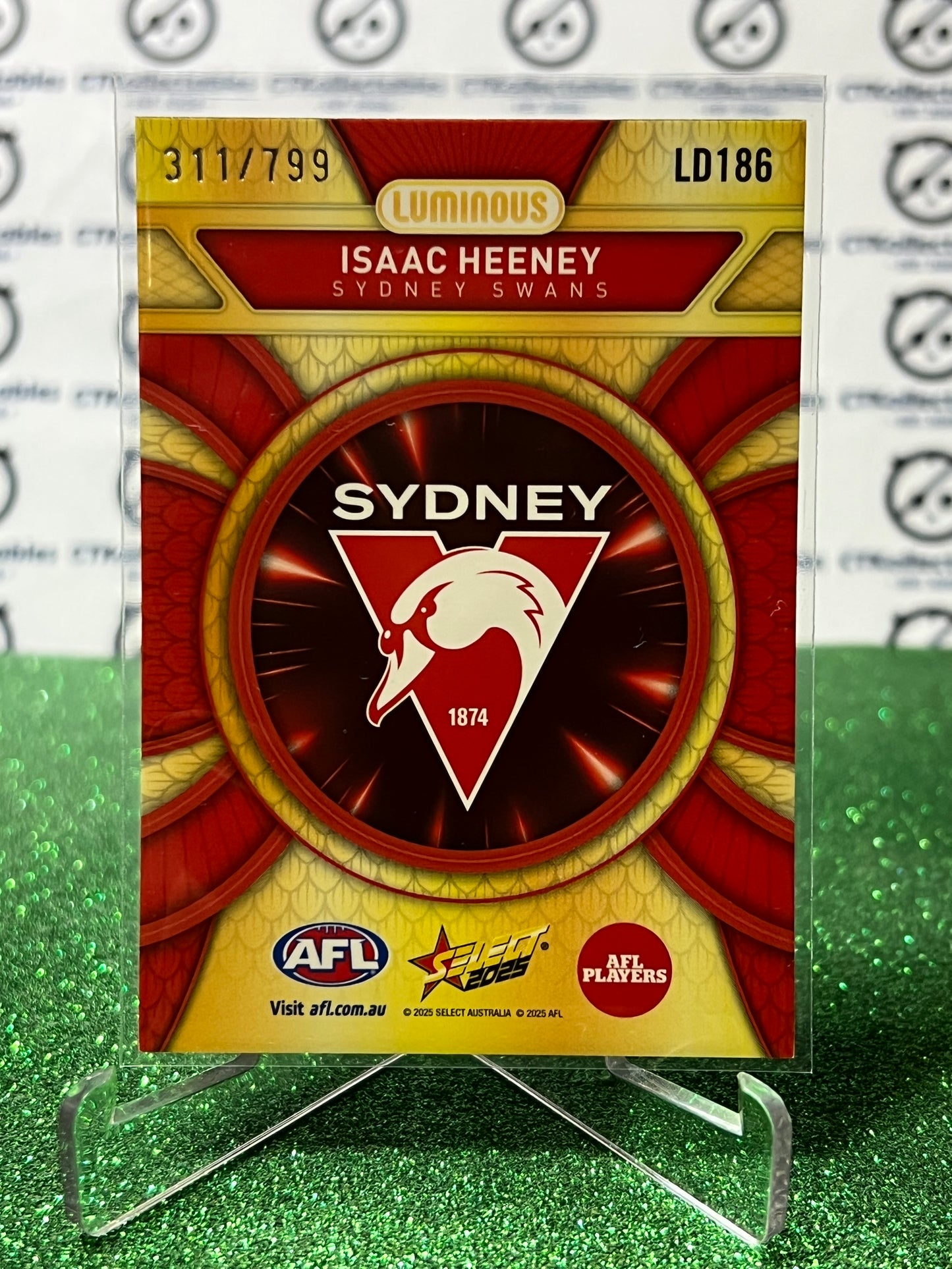 2025 AFL SELECT FOOTY STARS ISAAC HEENEY # LD186 DRAGON SCALE /799 SYDNEY SWANS CARD