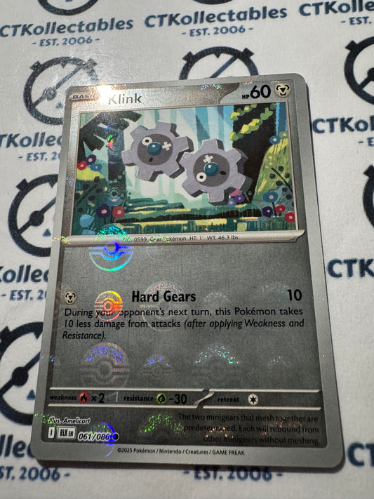 Klink Poke Ball Reverse Holo Scarlet & Violet Black Bolt #061/086 Pokemon