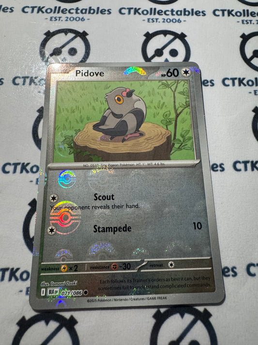 Pidove Poke Ball Reverse Holo Scarlet & Violet Black Bolt #071/086 Pokemon