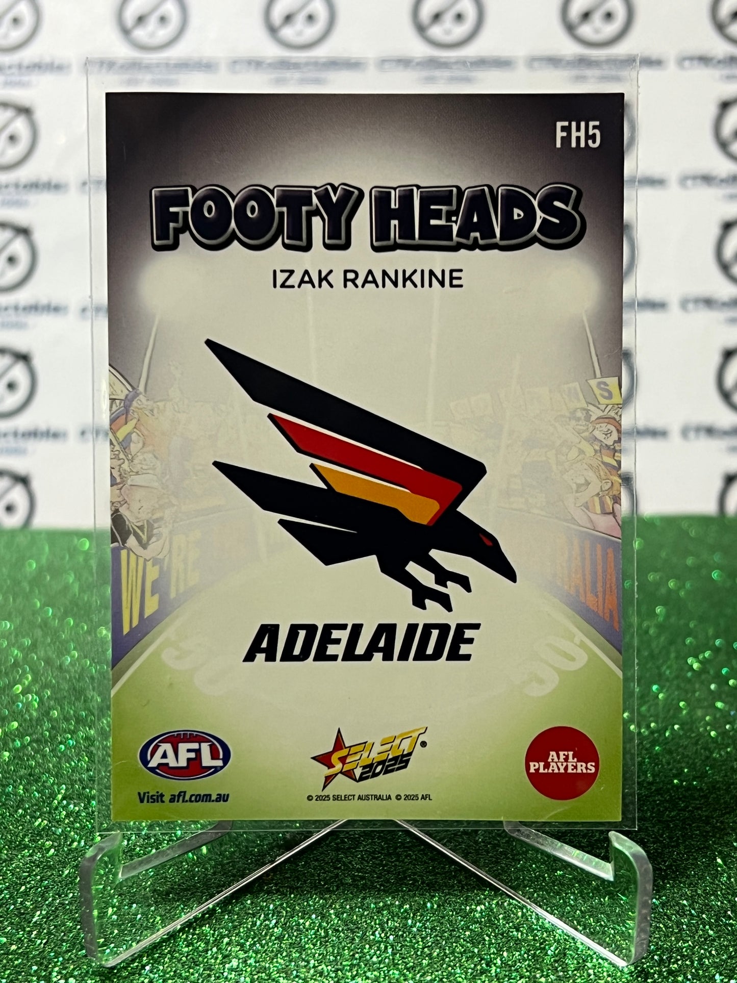 2025 AFL SELECT FOOTY STARS IZAK RANKINE # FH5 FOOTY HEADS ADELAIDE CROWS CARD