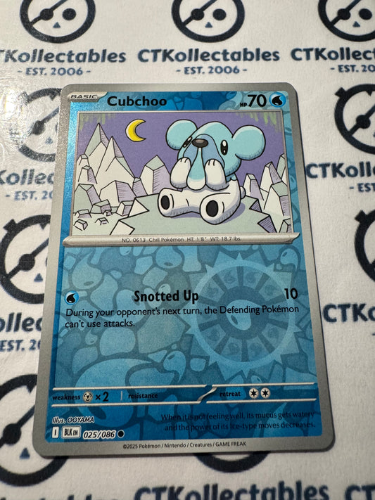 Cubchoo Reverse Holo Scarlet & Violet Black Bolt #025/086 Pokemon