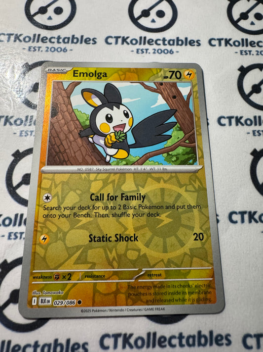 Emolga Reverse Holo Scarlet & Violet Black Bolt #029/086 Pokemon