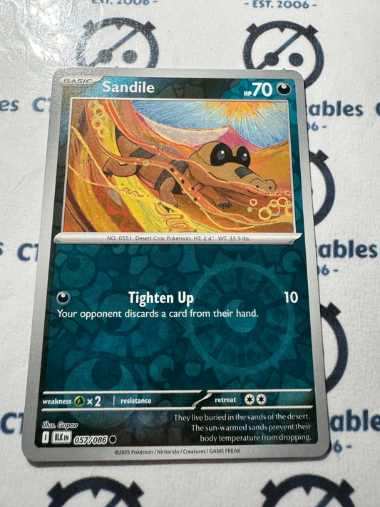 Sandile Reverse Holo Scarlet & Violet Black Bolt #057/086 Pokemon