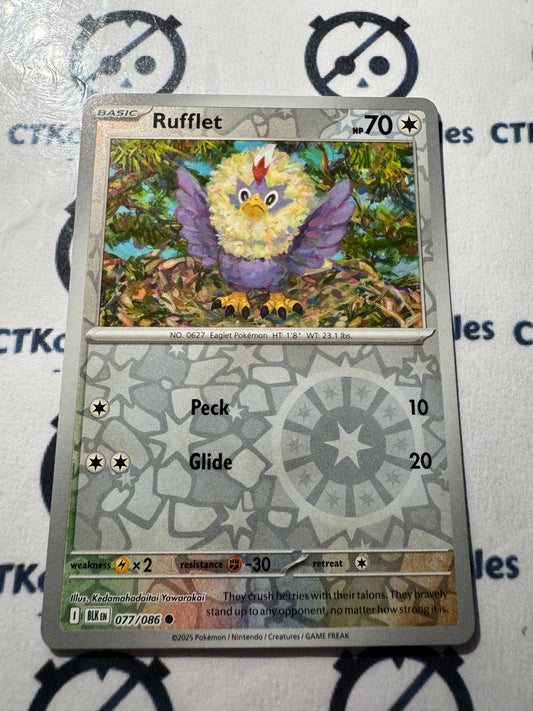 Rufflet Reverse Holo Scarlet & Violet Black Bolt #077/086 Pokemon