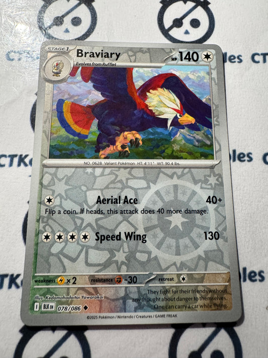Braviary Reverse Holo Scarlet & Violet Black Bolt #078/086 Pokemon