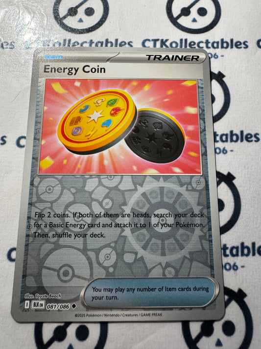 Energy Coin Reverse Holo Scarlet & Violet Black Bolt #081/086 Pokemon
