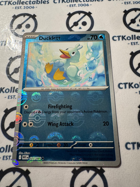 Ducklett Poke ball Reverse Holo Scarlet & Violet White Flare #025/086 Pokemon