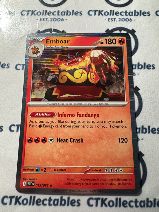 Emboar Holo Rare Scarlet & Violet White Flare #013/086 Pokemon