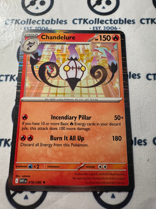 Chandelure Holo Rare Scarlet & Violet White Flare #018/086 Pokemon