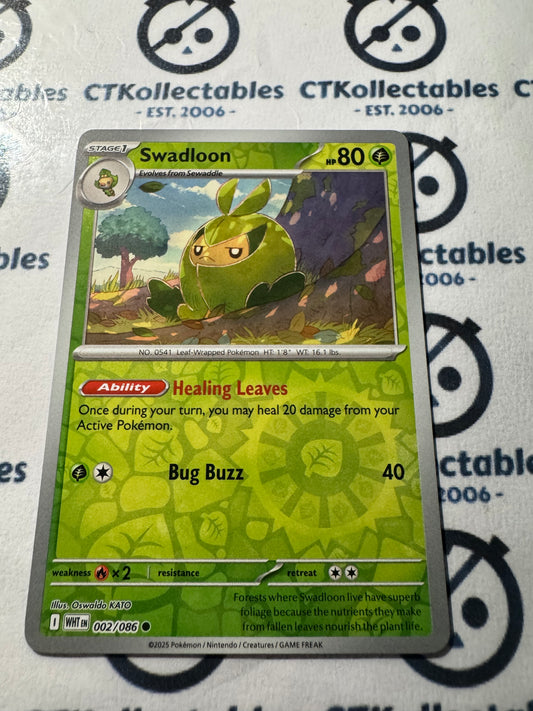Swadloon Reverse Holo Scarlet & Violet White Flare #002/086 Pokemon
