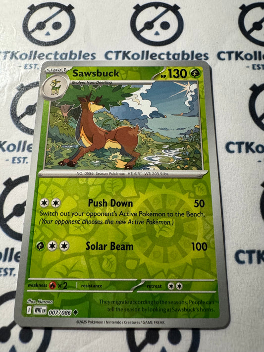 Sawsbuck Reverse Holo Scarlet & Violet White Flare #007/086 Pokemon