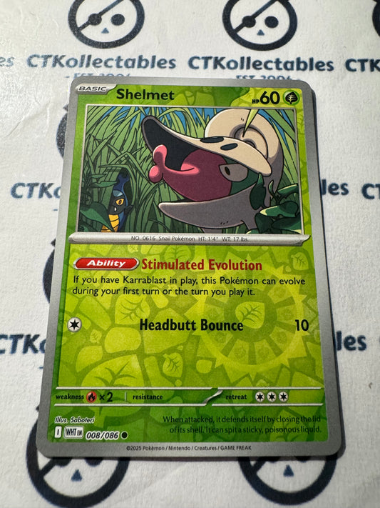 Shelmet Reverse Holo Scarlet & Violet White Flare #008/086 Pokemon