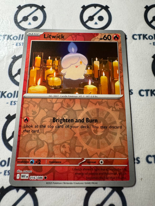 Litwick Reverse Holo Scarlet & Violet White Flare #016/086 Pokemon