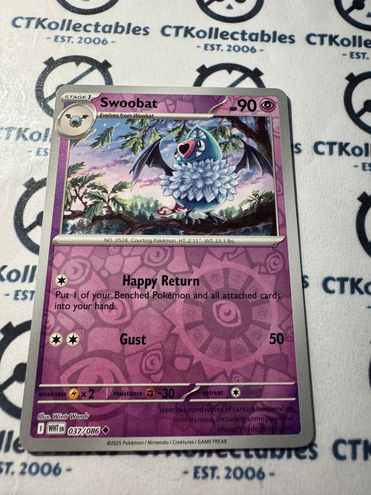Swoobat Reverse Holo Scarlet & Violet White Flare #037/086 Pokemon