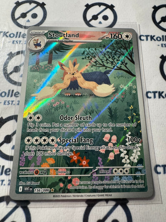 Stoutland Illustration Rare Scarlet & Violet White Flare #156/086 Pokemon