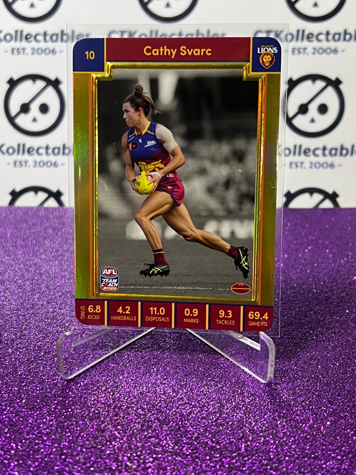 2023 AFLW TEAMCOACH CATHY SVARC # 10 GOLD CARD BRISBANE LIONS