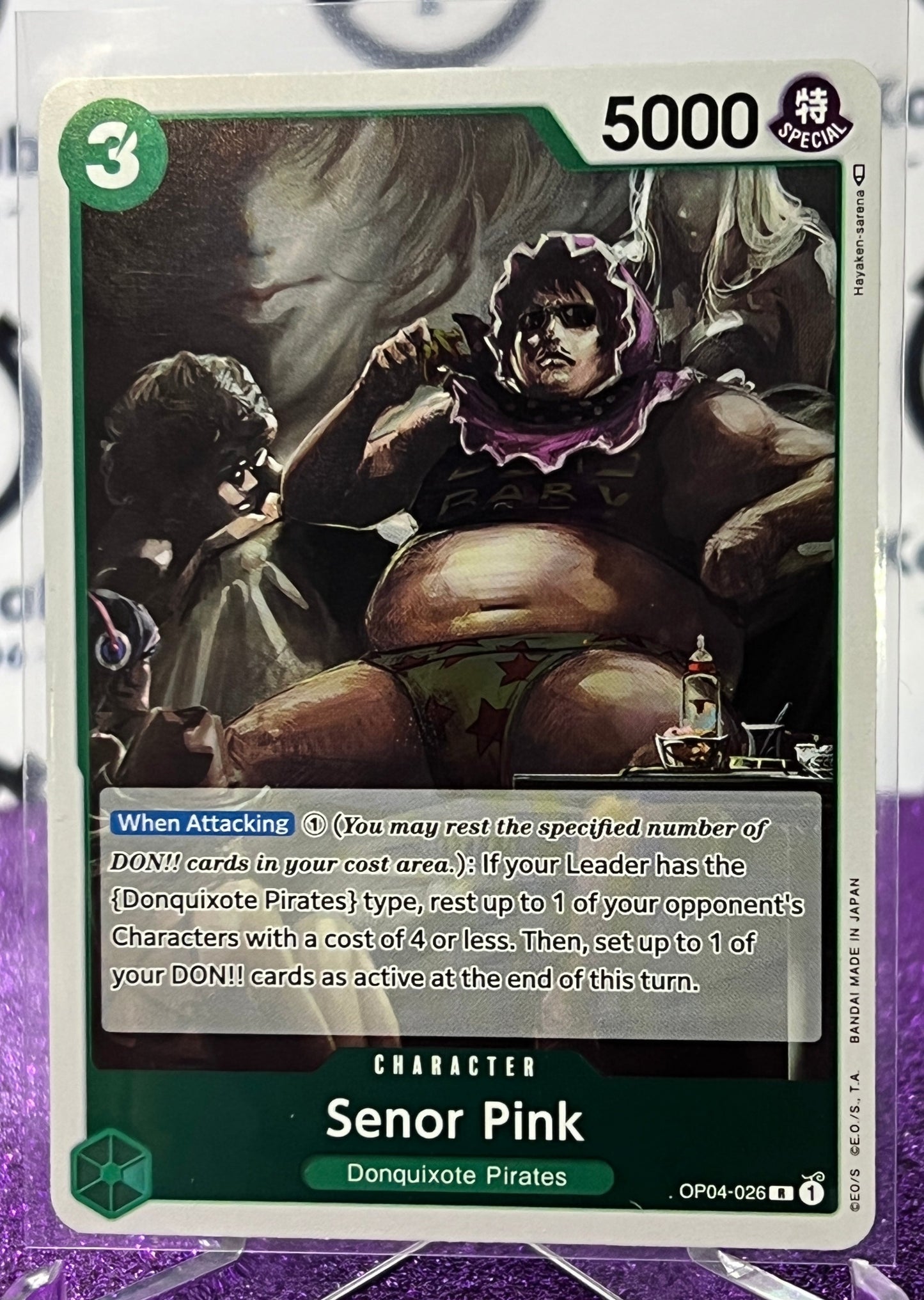 ONE PIECE SENOR PINK # OP04-026 RARE FOIL CARD 2023