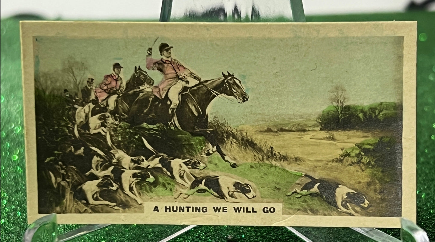 1924 CAVANDERS CIGARETTES CARD THE HOMELAND SERIES HAND COLOURED REAL PHOTOS # 31 A HUNTING WE WILL GO HORSE RELATED