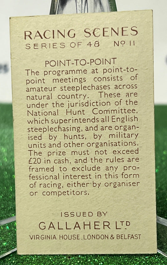 1938 GALLAHER LTD TOBACCO CARD RACING SCENES # 11 POINT-TO-POINT HORSE RELATED