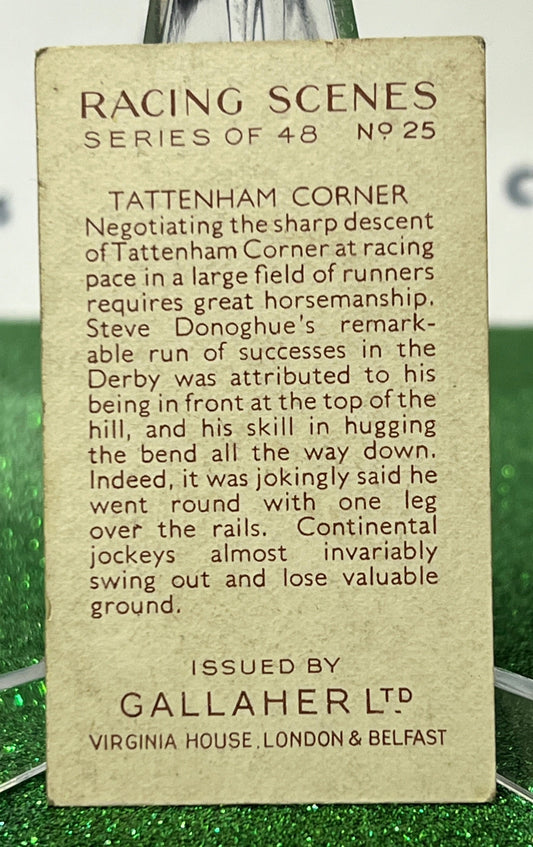 1938 GALLAHER LTD TOBACCO CARD RACING SCENES # 25 TATTENHAM CORNER HORSE RELATED