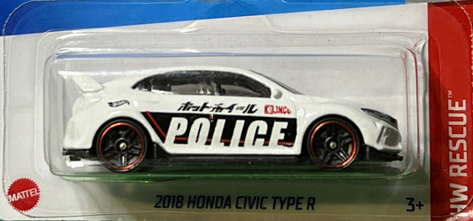 HOT WHEELS MATTEL 2018 HONDA CIVIC TYPE R 4/10 HW RESCUE 215/250 POLICE - 2021