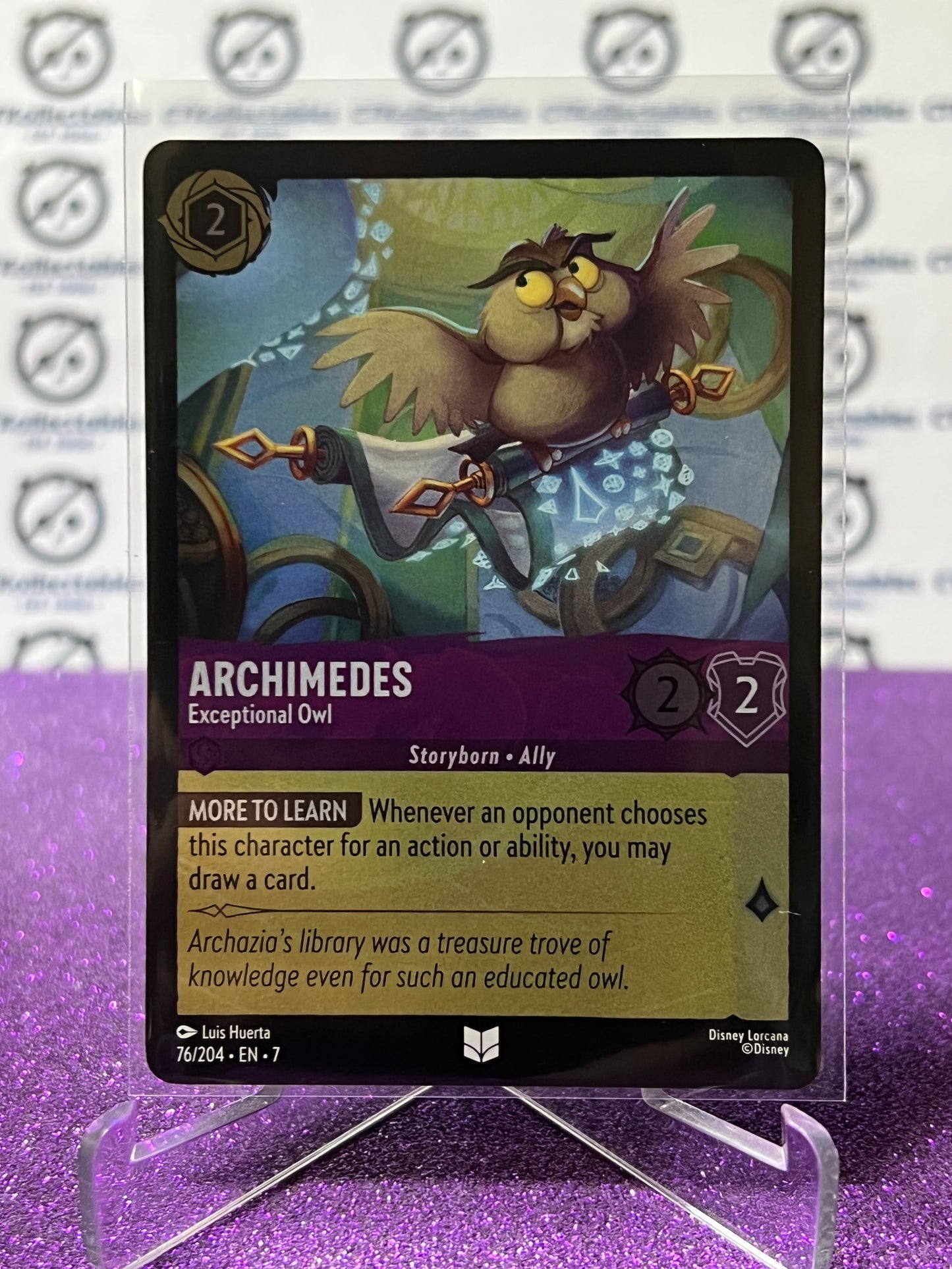 2025 DISNEY LORCANA ARCHAZIA'S ISLAND ARCHIMEDES # 76/204 UNCOMMON COLD FOIL GAME CARD