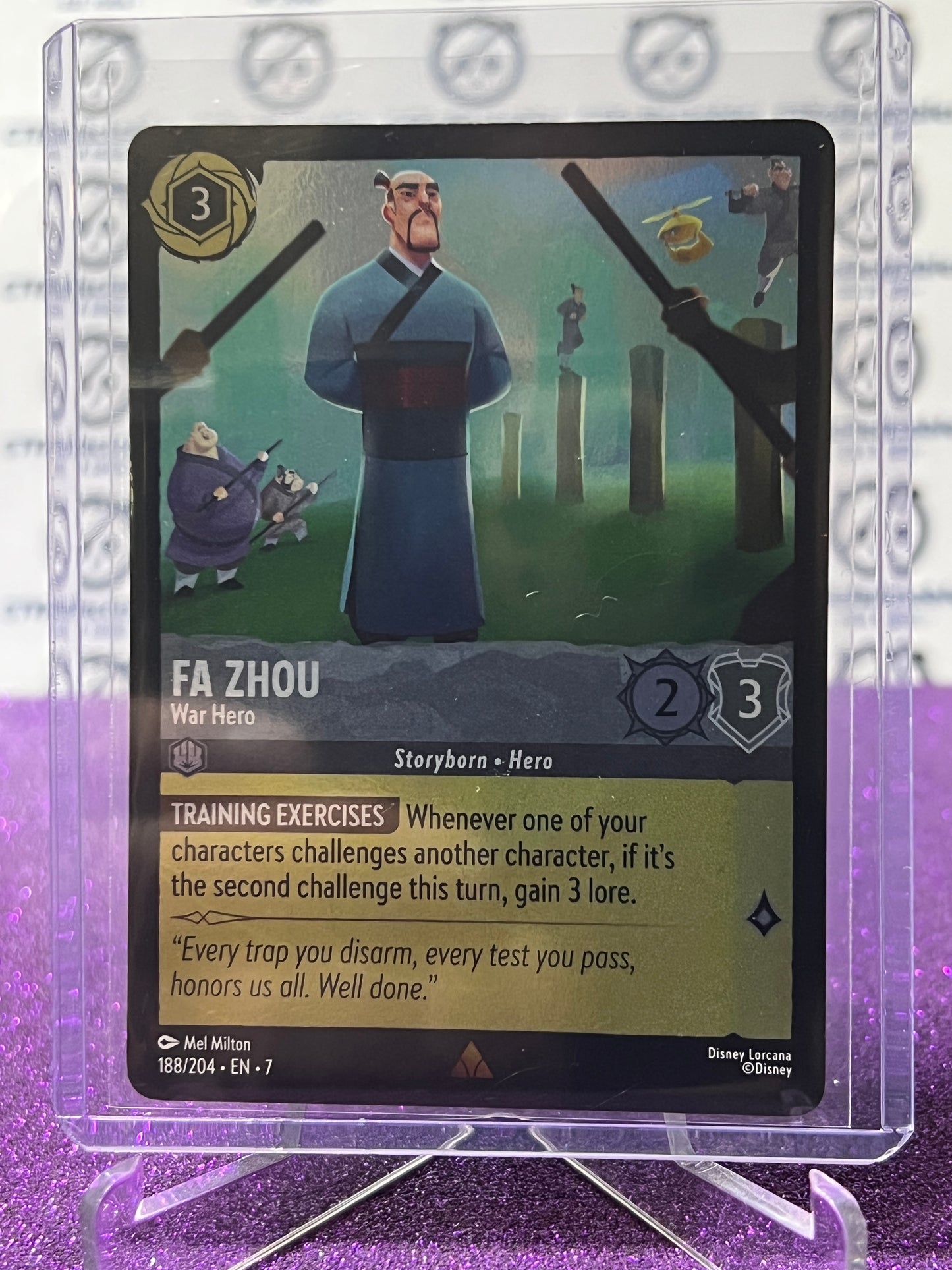 2025 DISNEY LORCANA ARCHAZIA'S ISLAND FA ZHOU # 188/204 RARE COLD FOIL GAME CARD