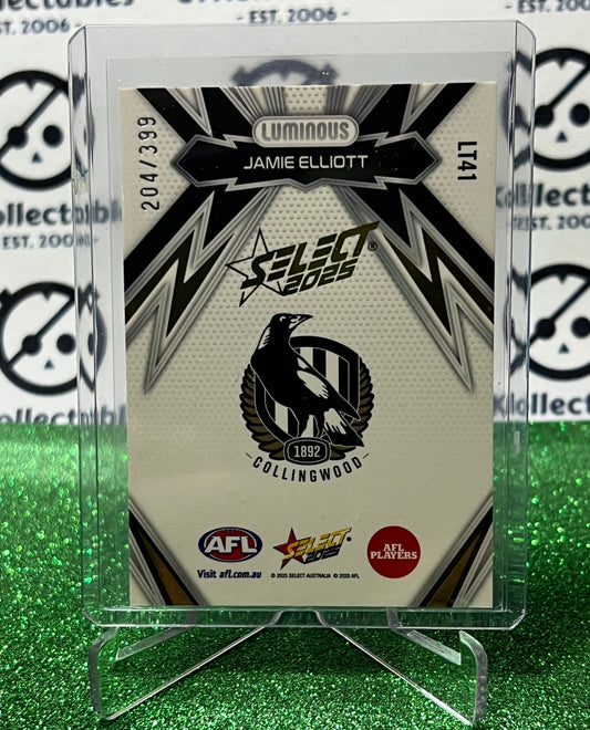 2025 AFL SELECT FOOTY STARS JAMIE ELLIOTT # LT41 LUMINOUS THUNDERBOLT GOLD /399 COLLINGWOOD MAGPIES CARD