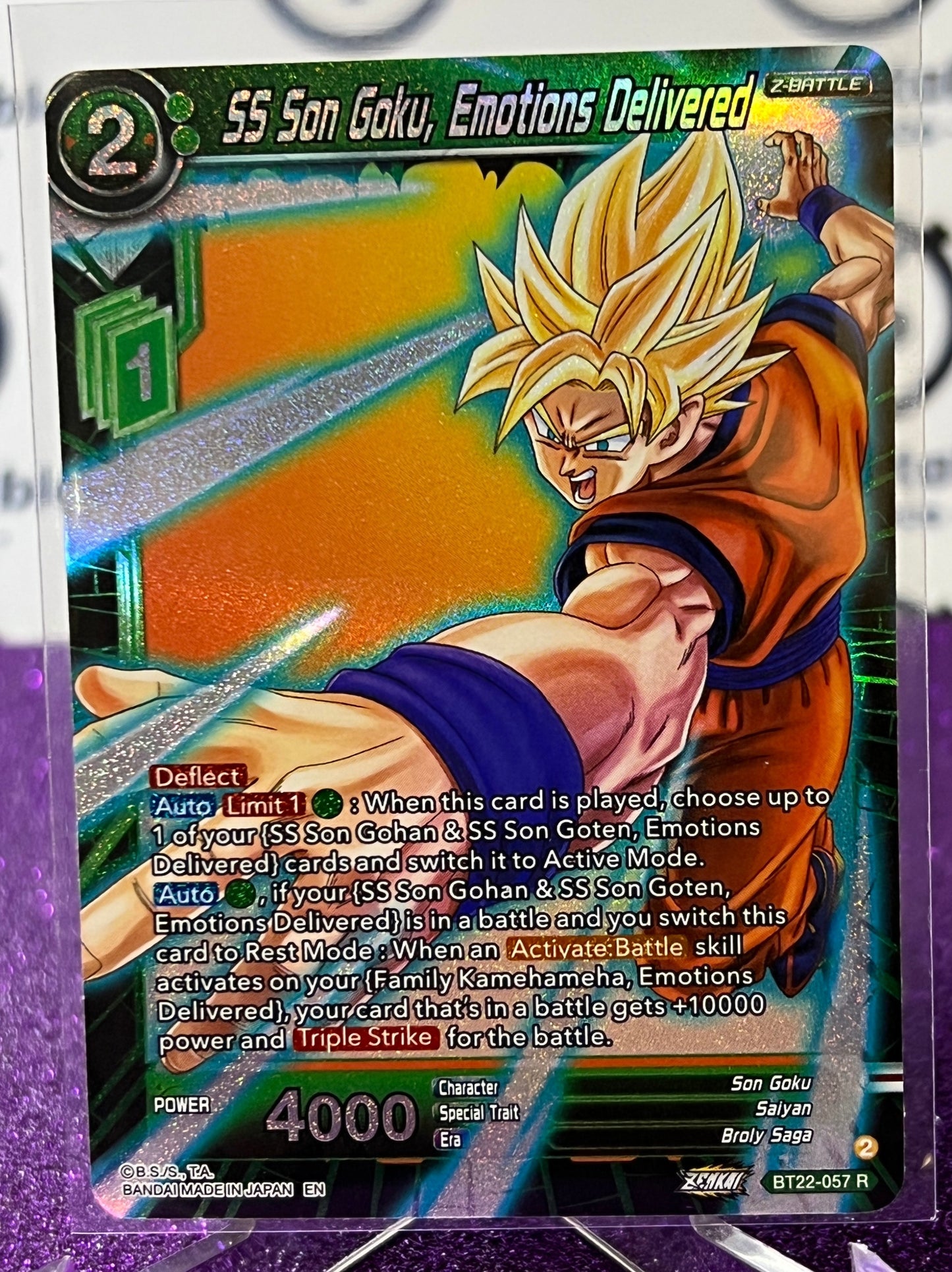 DRAGON BALL SUPER SS SON GOKU, EMOTIONS DELIVERED # BT22-057 R FOIL ANIME CARD 2023