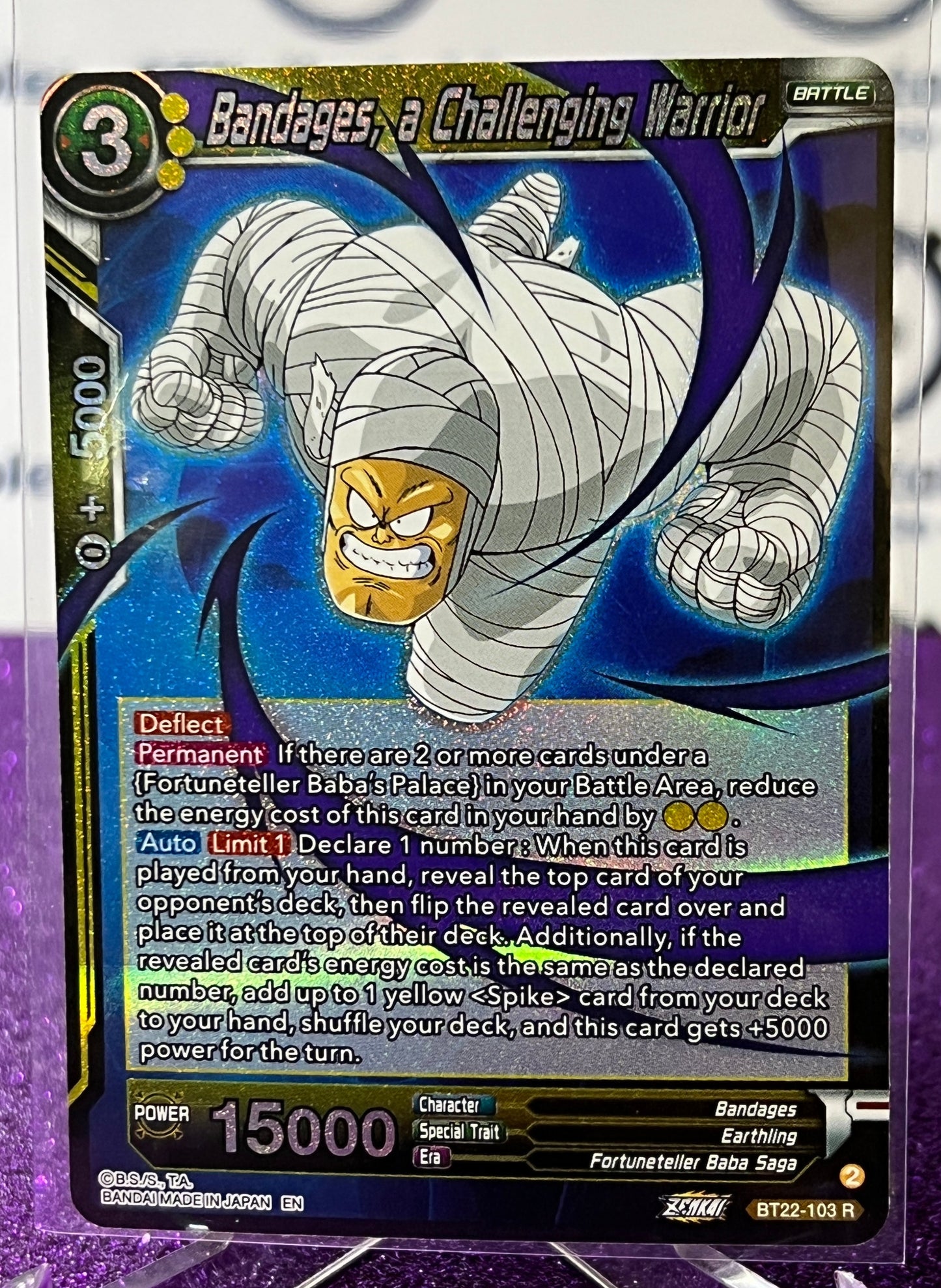 DRAGON BALL SUPER BANDAGES, A CHALLENGING WARRIOR # BT22-103 R FOIL ANIME CARD 2023