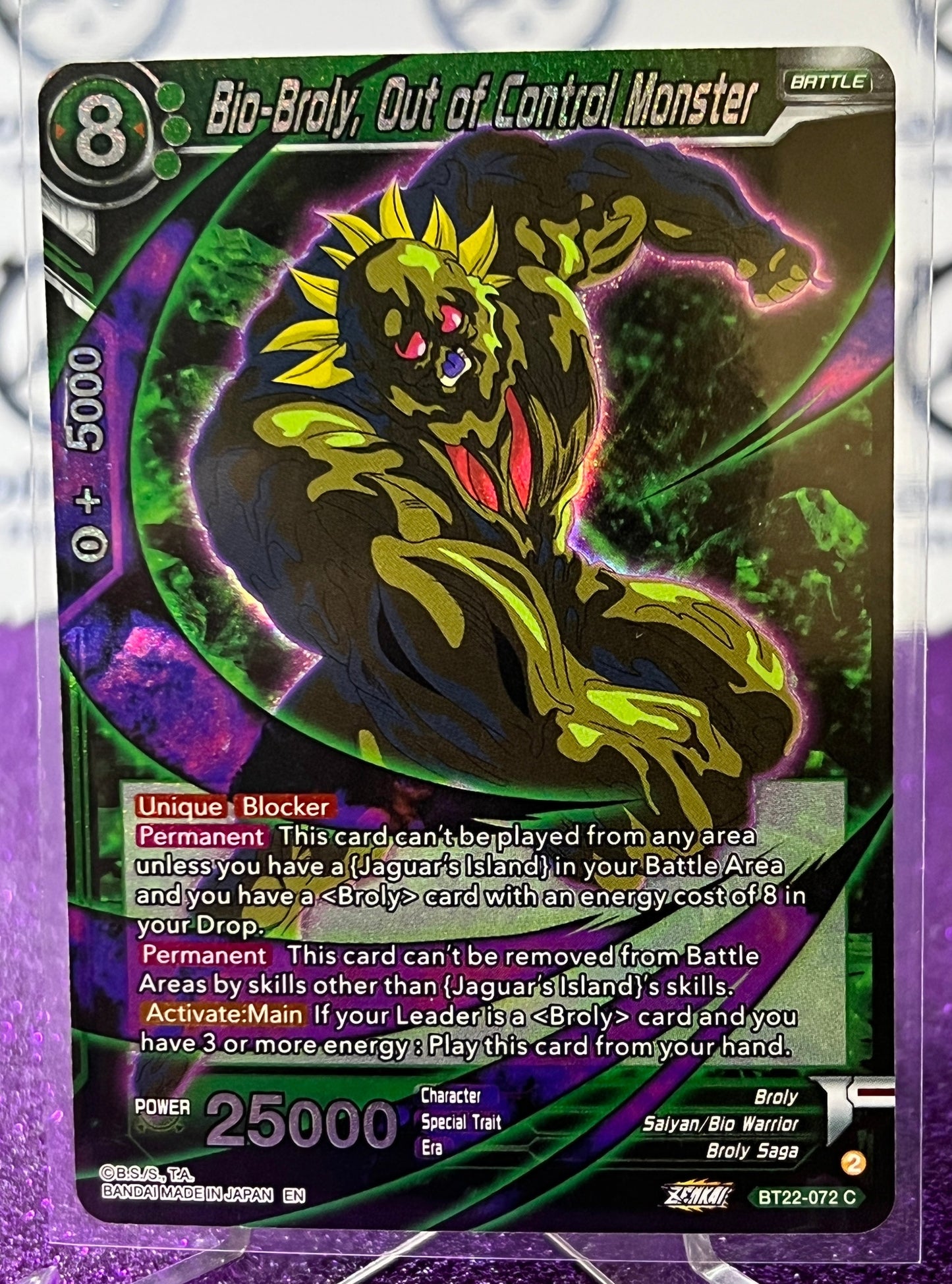 DRAGON BALL SUPER BIO-BROLY, OUT OF CONTROL MONSTER # BT22-072 C FOIL ANIME CARD 2023