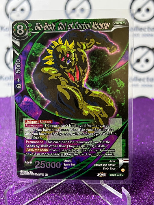 DRAGON BALL SUPER BIO-BROLY, OUT OF CONTROL MONSTER # BT22-072 C FOIL ANIME CARD 2023