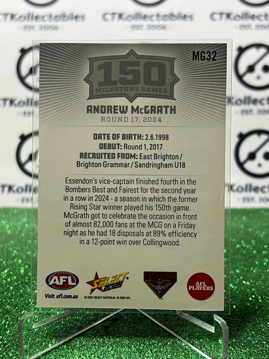 2025 AFL SELECT FOOTY STARS ANDREW McGRATH # MG32 MILESTONE ESSENDON BOMBERS CARD